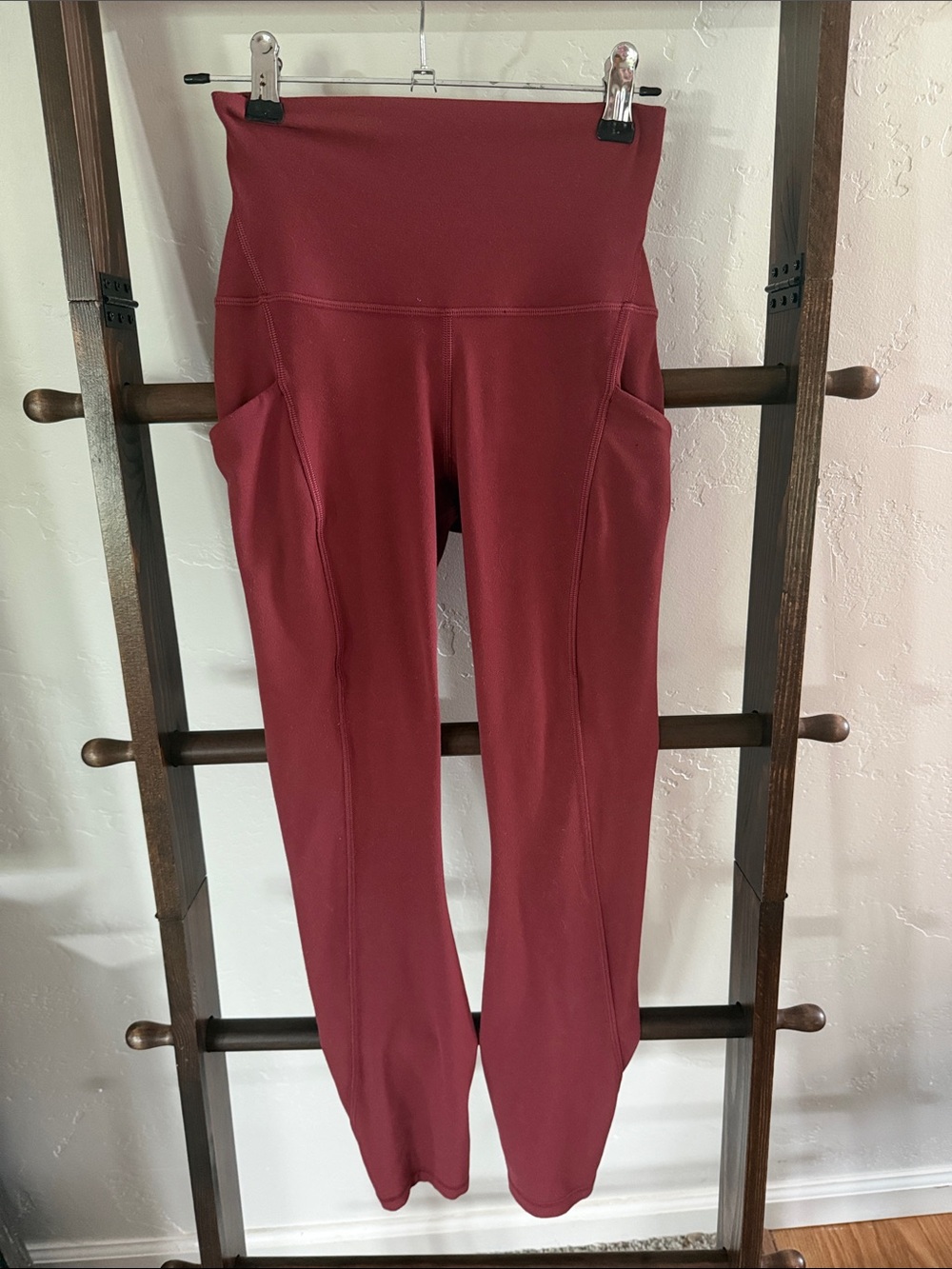 lululemon High Rise Pocket leggings Burgundy Red athletic yoga pants women  2